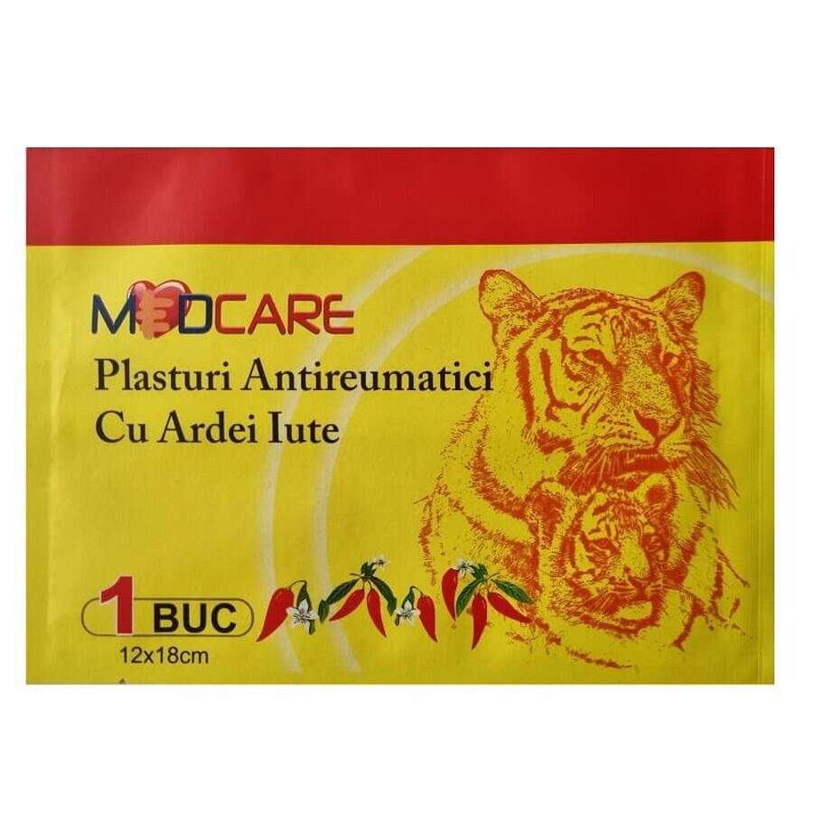 Plasture antireumatic cu ardei iute, 12 cm x 18 cm, 1 bucată, MedCare