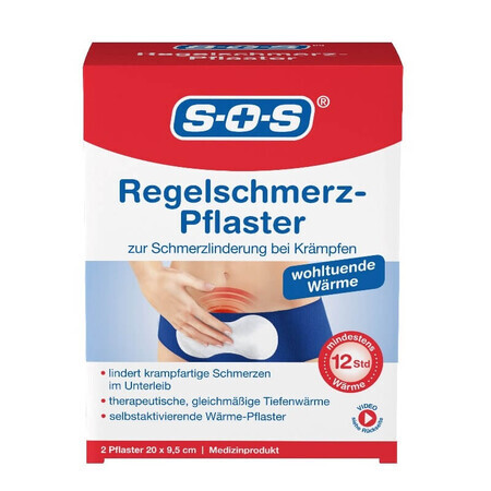 Wärmepflaster gegen Menstruationsschmerzen 20 cm x 9,5 cm, 2 Stück, SOS