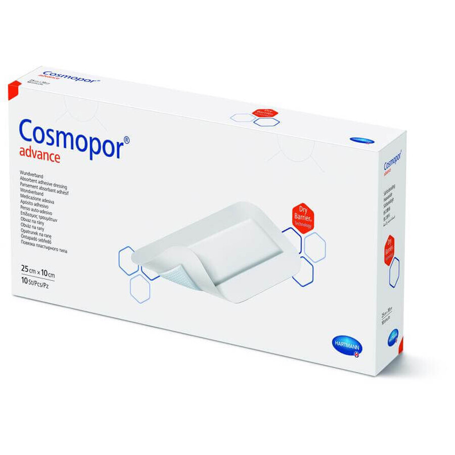 Cosmopor Advance Pflaster (901016), 25x10 cm, 10 Pflaster, Hartmann