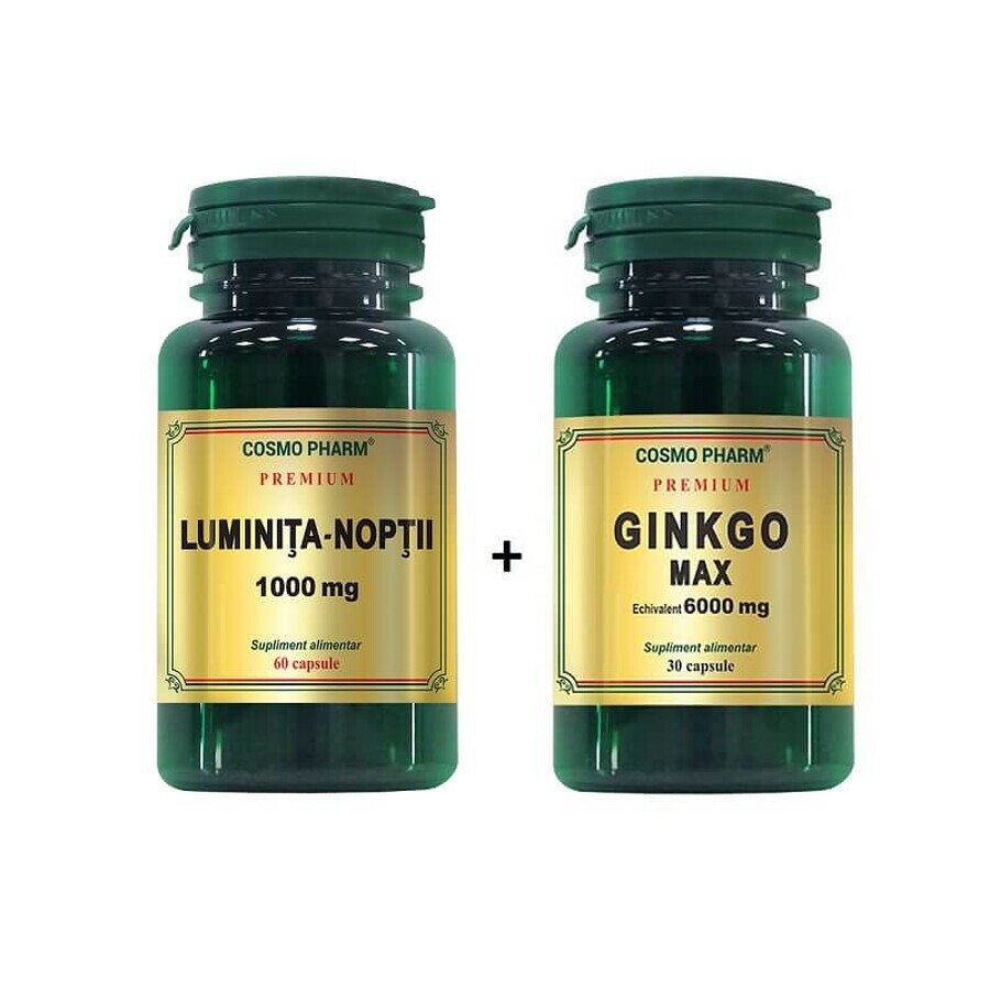 Premium Luminița nopții 1000 mg, 60 capsule + Ginkgo Max, 30 capsule, Cosmopharm