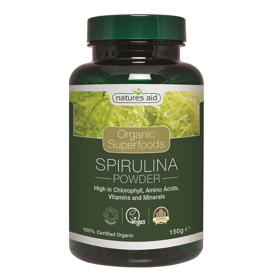 Pudra de spirulină organică, 150 g, Natures Aid