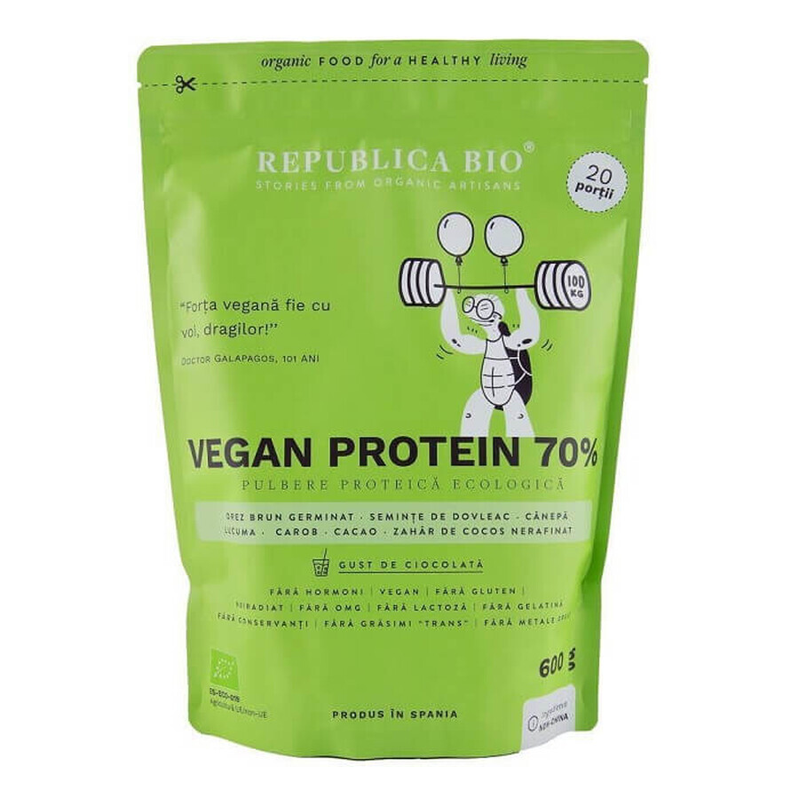 Vegan Protein Chocolate Powder, 600 g, Republica Bio