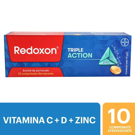 Redoxon Triple Action, Vitamine zur Unterstützung des Immunsystems, 10 Tabletten, Bayer