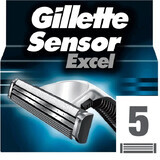 Rezerve pentru aparatul de ras - Gillette Sensor Excel, 5 bucăți, P&G