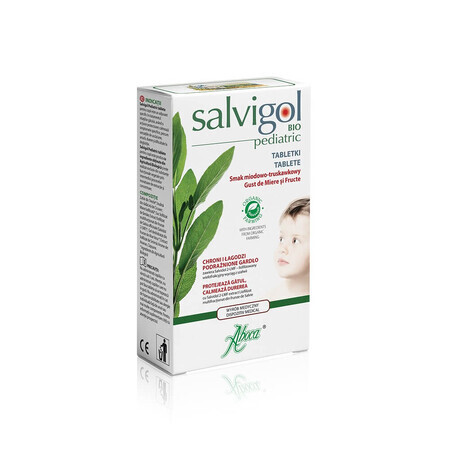 Salvigol Bio pediatric gust de miere și fructe, 30 tablete, Aboca