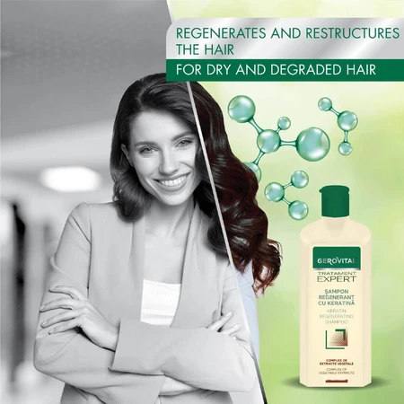 Gerovital Tratament Expert Regenererende Keratine Shampoo, 400 ml, Farmec