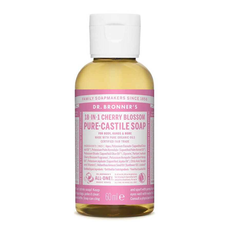 Săpun lichid 18in1 Cherry Blossom, 60 ml, Dr. Bronner's