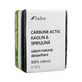 Entgiftende Naturseife mit Aktivkohle, Kaolin und Spirulina, 130 g, Sabio