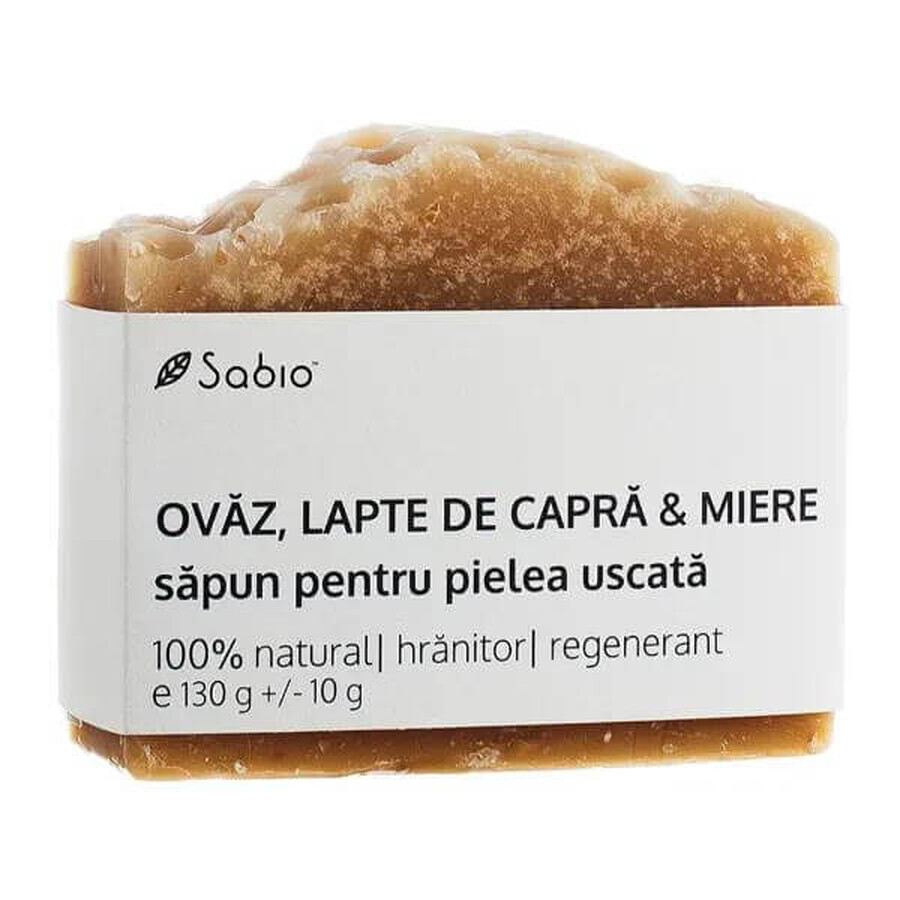 Sapone naturale per pelli secche con avena, latte di capra e miele, 130 g, Sabio