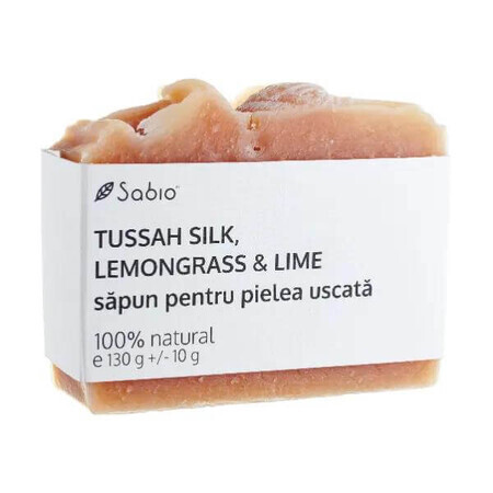 Sapone naturale per pelli secche con Tussah Silk, Lemongrass e Lime, 130 g, Sabio