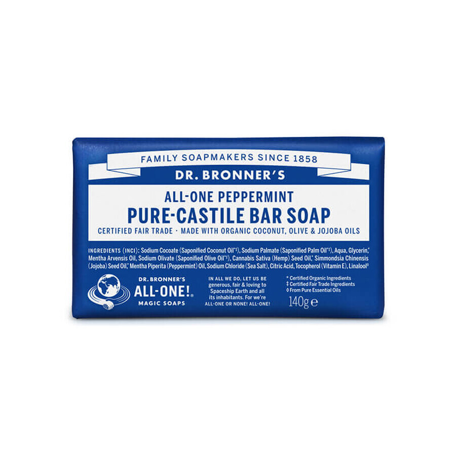 Sapun solid cu menta Castilia, 140 g, Dr. Bronner's