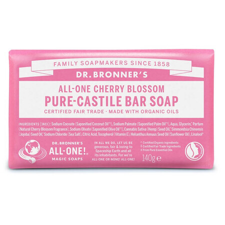 Săpun solid de Castilia Cherry Blossom, 140 g, Dr. Bronner's