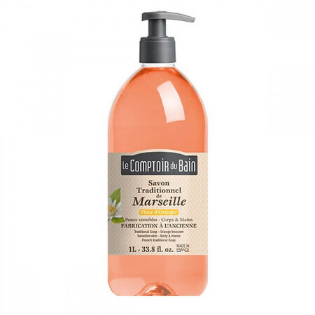 Traditionelle Marseiller Seife mit Orangenblütenduft, 1000 ml, Le Comptoir du Bain