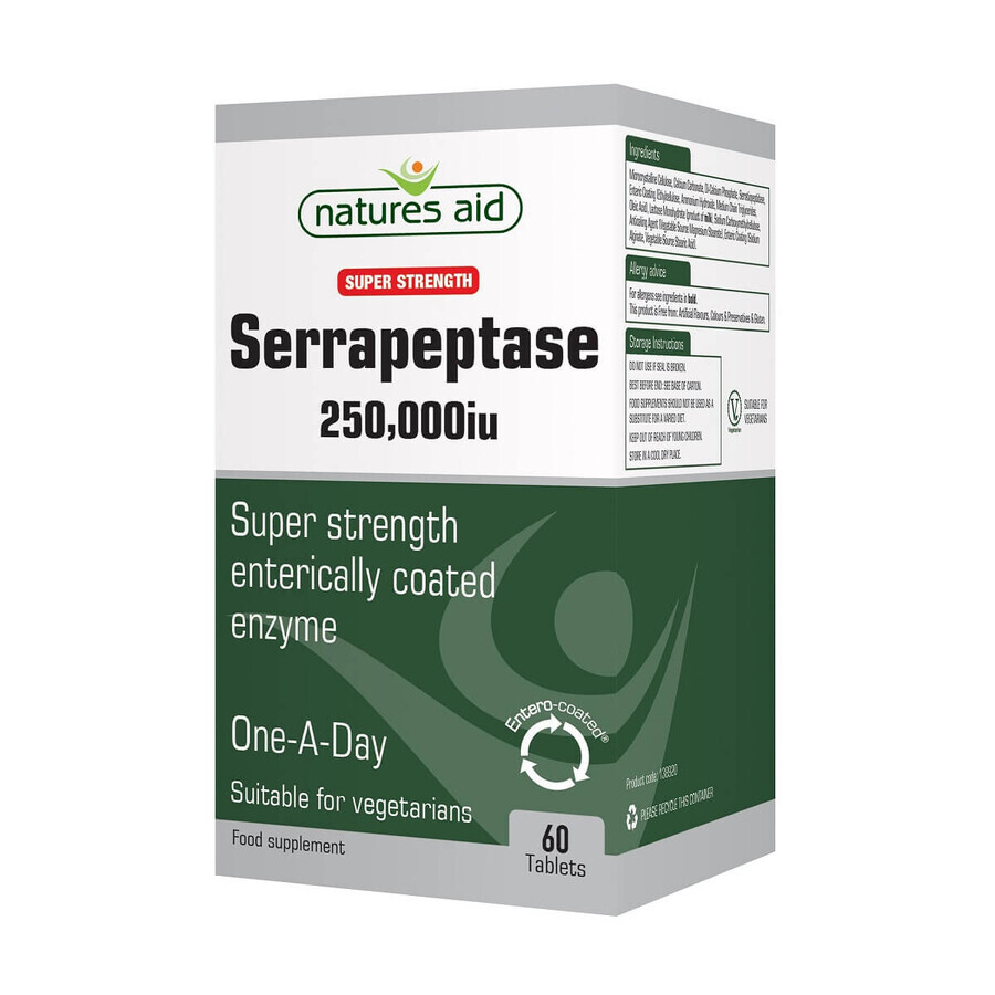 Serrapeptase 250.000iu, 60 comprimate, Natures Aid