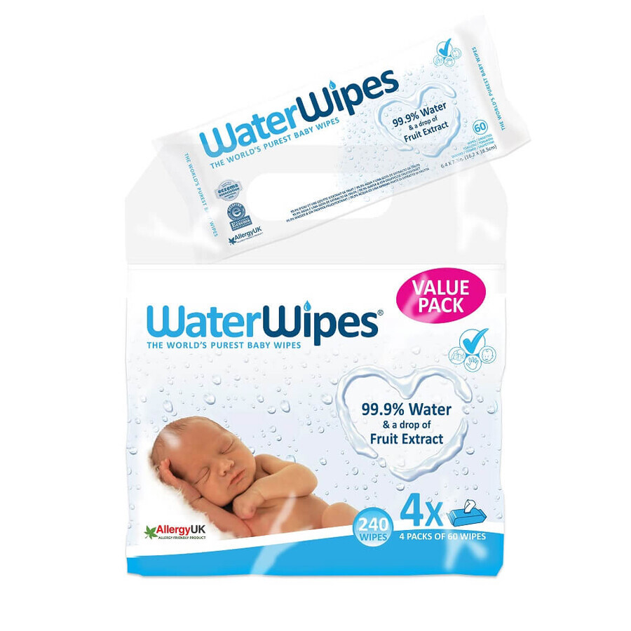 Baby-Feuchttücher, 4 x 60 Stück, WaterWipes