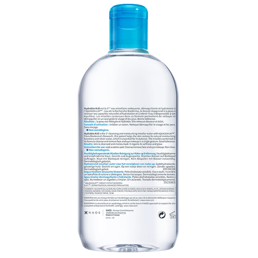 Bioderma Hydrabio H2O Solutie micelara hidratanta, 500 ml