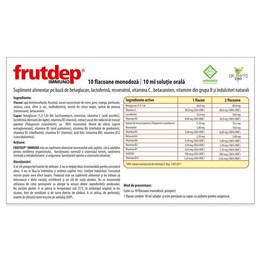 Frutdep Immuno Trinklösung, 10 Fläschchen, Dr. Phyto