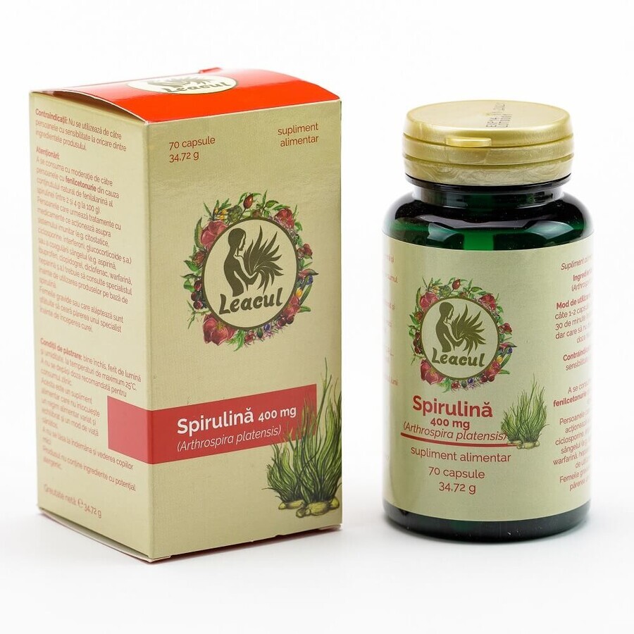 Spirulina 400 mg Leacul, 70 capsule, Solaris