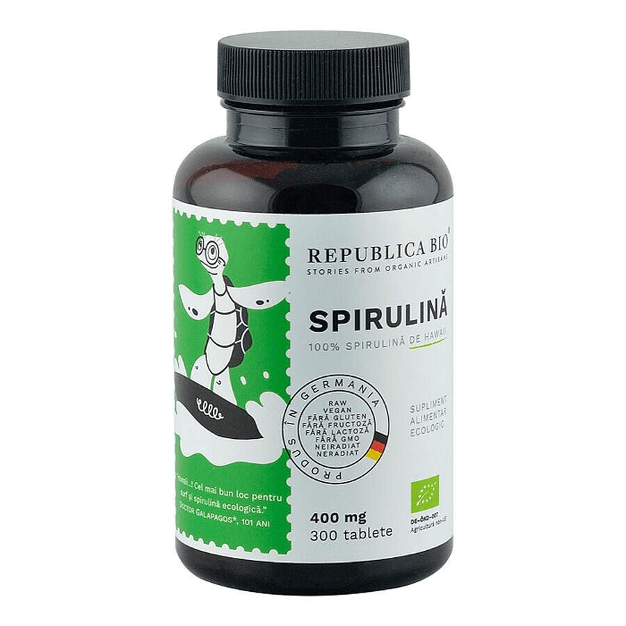 Spirulina 400 mg, 300 tablets, Republica Bio