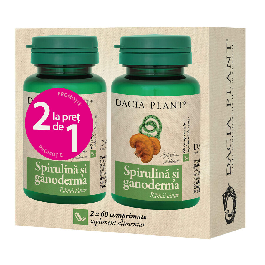 Spirulina und Ganoderma 60 Tabletten, 1+1, Dacia Plant