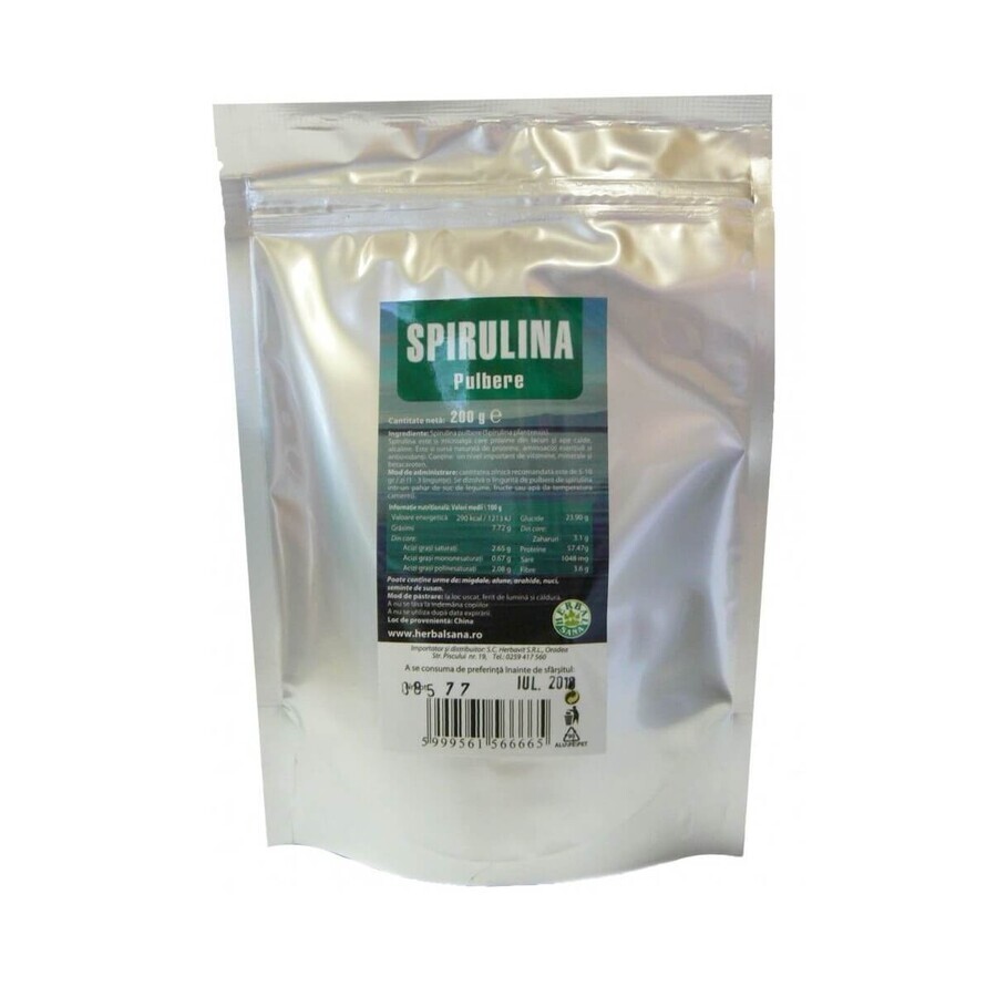 Spirulina pulbere, 200 g, Herbavit recenzii