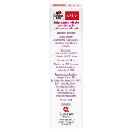 Substanțe vitale pentru păr, 30 capsule, Doppelherz