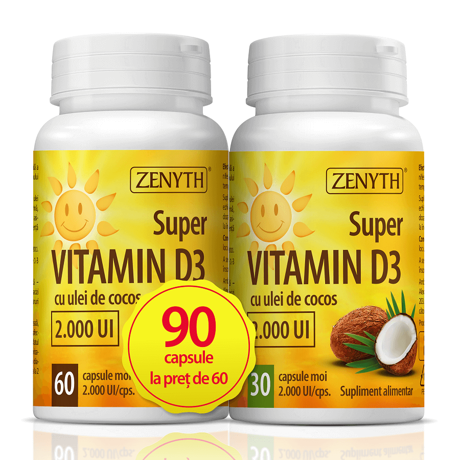 Super Vitamin D3, 60 + 30 capsule, Zenyth