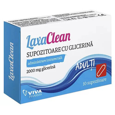 LaxaClean zetpillen glycerine voor volwassenen, 10 stuks, Viva Pharma