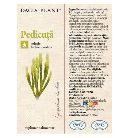 Pedicutica Tinktur, 50 ml, Dacia Plant