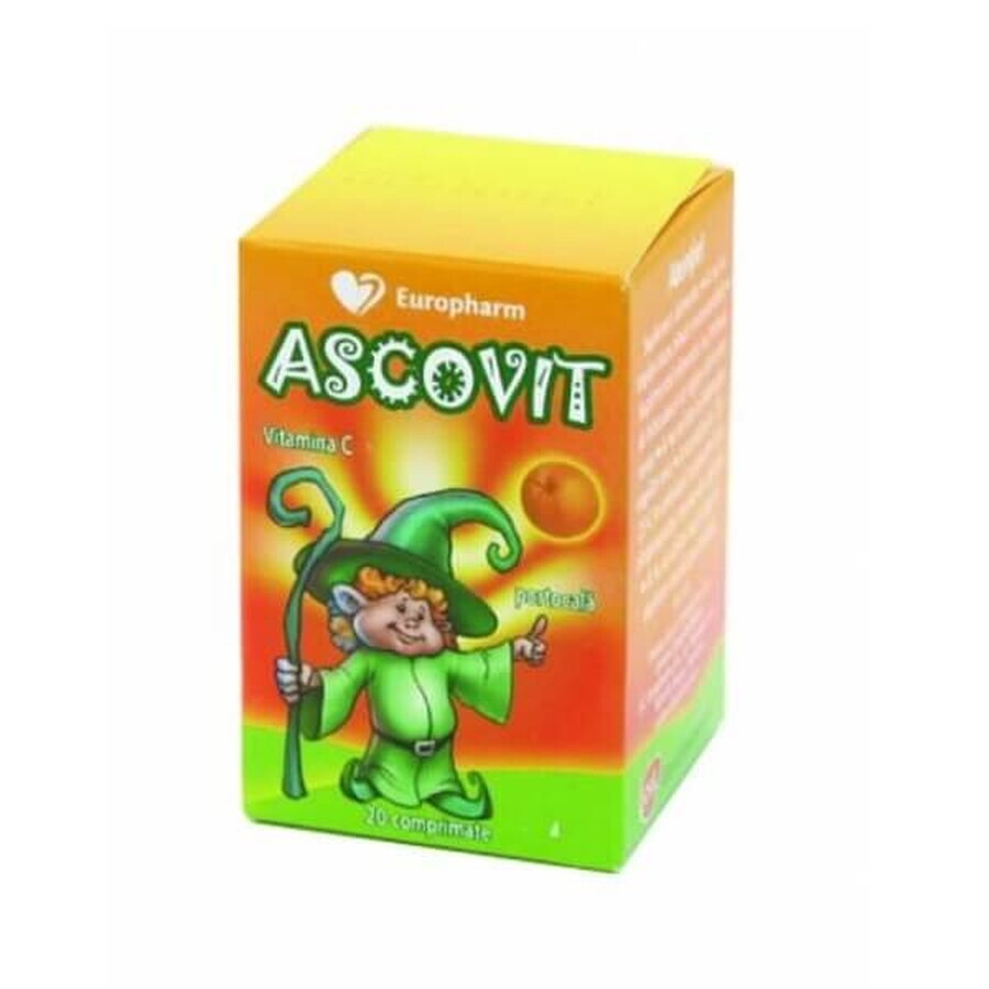 Ascovit cu Vitamina C aroma de portocală, 20 comprimate, Omega Pharm