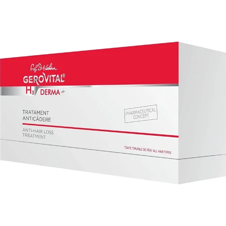 Gerovital H3 Derma+ anti-hair loss treatment, 12 vials x 10 ml, Farmec