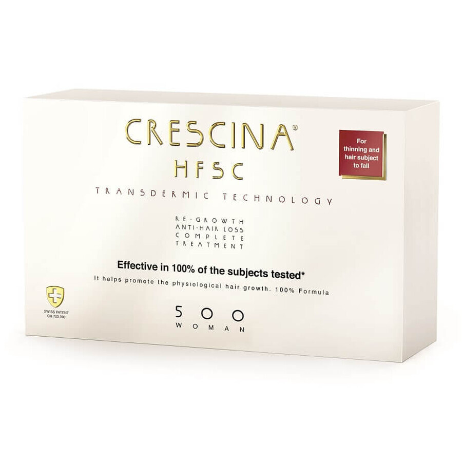 Komplette Behandlung Crescina Transdermic Re-Growth HFSC 500 WOMAN, 10 Fläschchen + 10 Ampullen, Labo