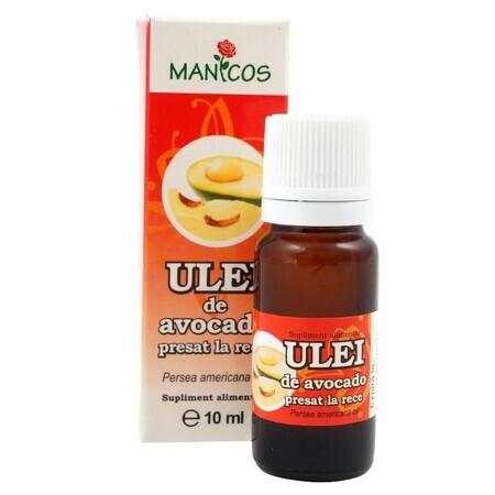 Ulei de avocado presat la rece, 10 ml, Manicos