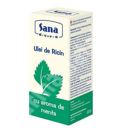 Ulei de ricin cu aromă de mentă, 60 ml, Sana