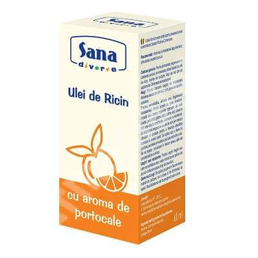 Ulei de ricin cu aromă de portocale, 60 ml, Sana