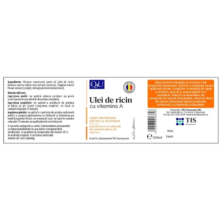 Castor oil with Vitamin A, 100 ml, Tis Farmaceutic