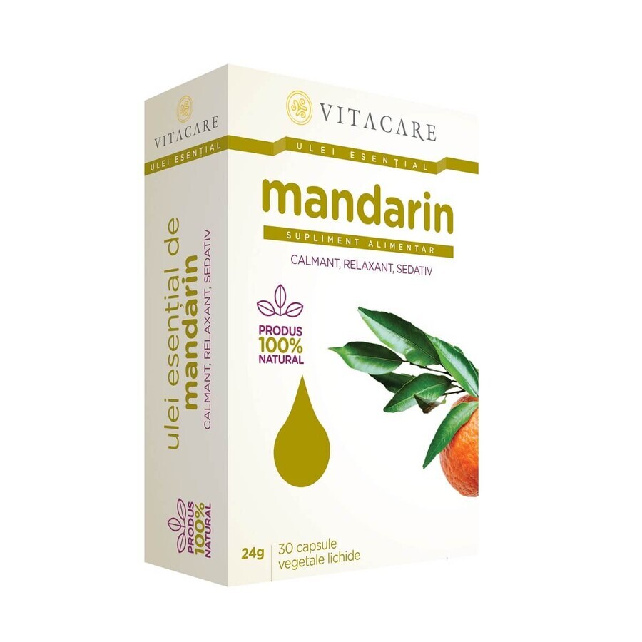 Huile essentielle de mandarine, 30 capsules, Vitacare