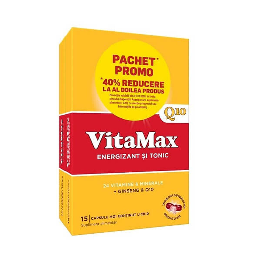 Vitamax Q10, 15 Kapseln + 15 Kapseln, Perrigo (40% Rabatt auf das 2. Produkt)