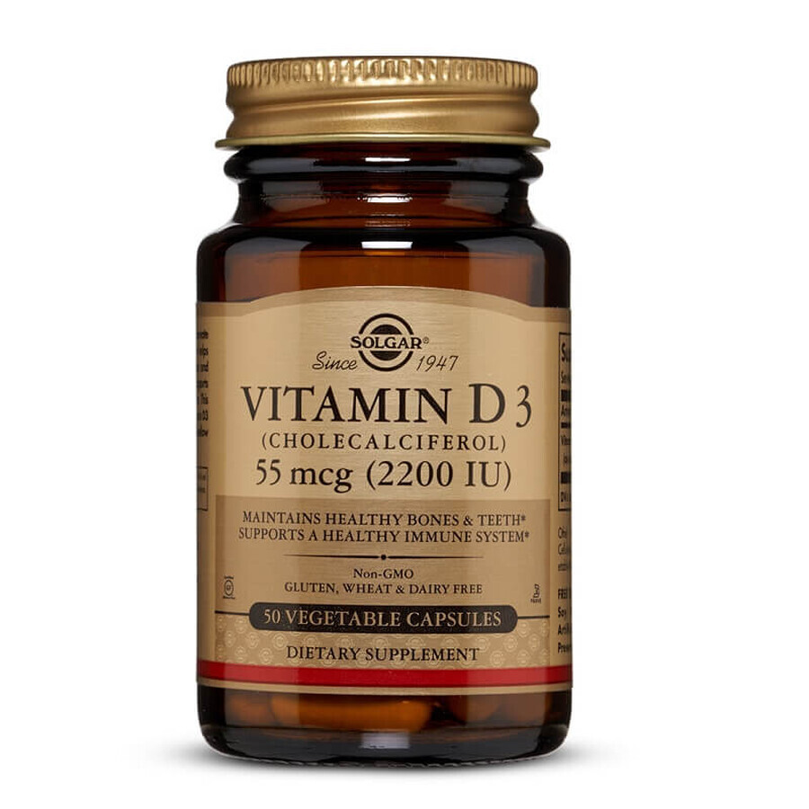 Vitamin D3 2200 IU Cholecalciferol 55 mcg, 50 Kapseln, Solgar Bewertungen