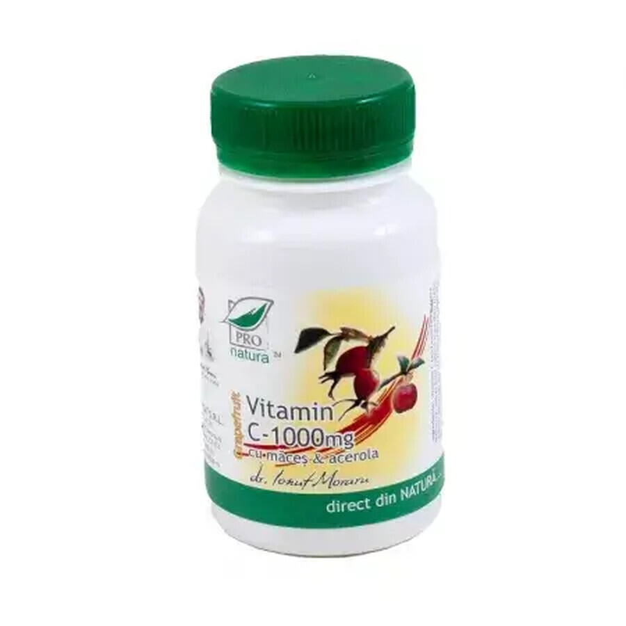 Vitamin C 1000 mg Grapefruit mit Muskatblüte und Acerola, 60 Tabletten, Pro Natura