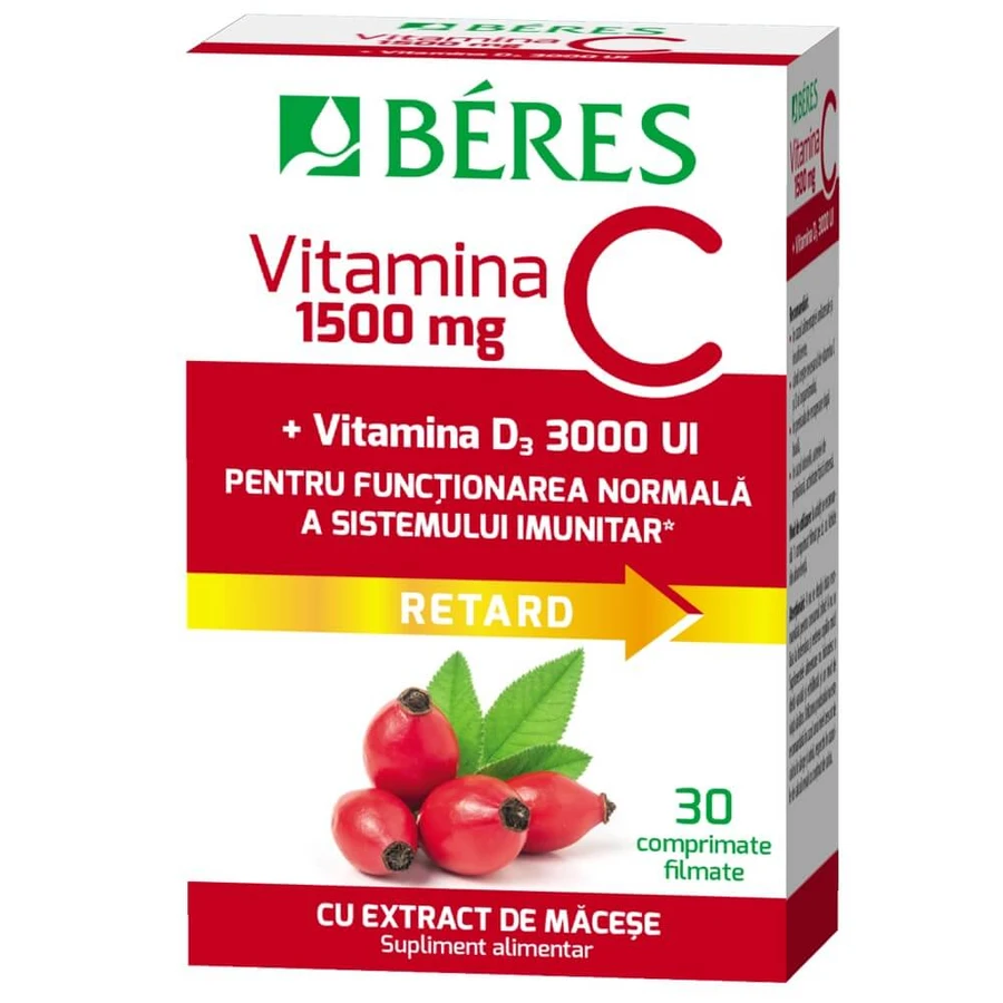 Vitamin C 1500 mg RETARD + Vitamin D3 3000 IU, 30 Tabletten, Beres