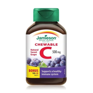 Vitamin C 500 mg grape flavour, 120 chewable tablets, Jamieson