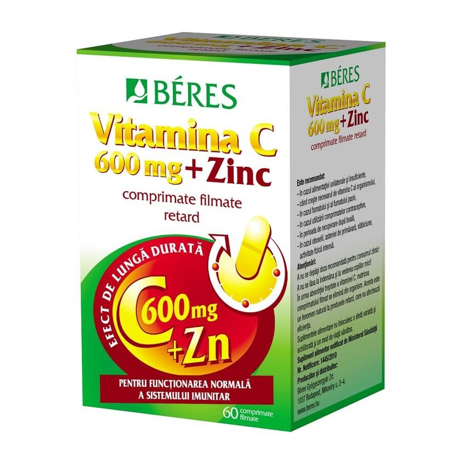 Vitamin C 600 mg + Zink, 60 Tabletten, Beres Pharmaceuticals Co