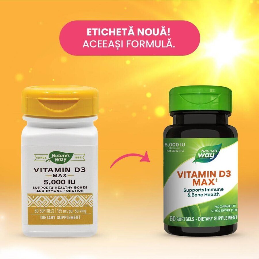 Vitamin D3 5000 IU Nature's Way, 60 Kapseln, Secom