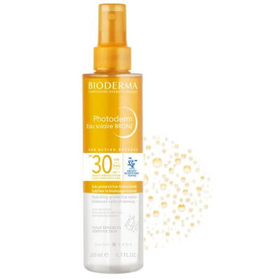 Apa cu protectie solara SPF 30 pentru piele sensibila Photoderm Bronz, 200 ml, Bioderma