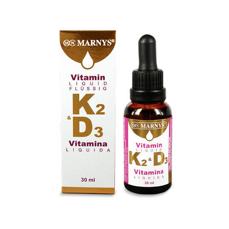 Vitamina K2 + D3 Lichidă (Mk7® + Colecalciferol), 30 ml, Marnys