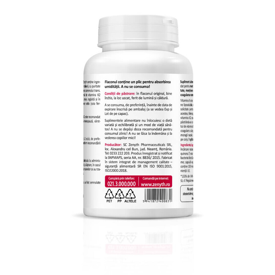 Vitamina K2, 60 + 60 capsule, Zenyth (50% reducere la al doilea produs)