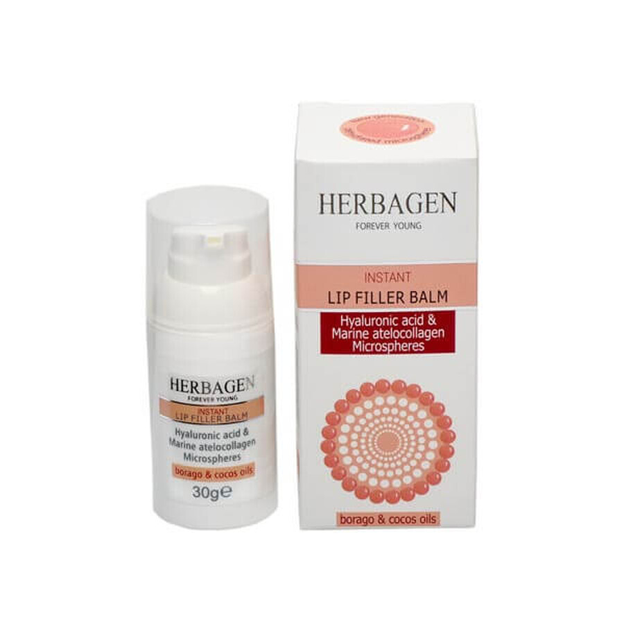 Balsam de buze cu microsfere de acid hialuronic si atellocolagen, Filler Instant, 30g, Herbagen