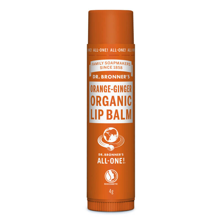 Balsam de buze cu portocala si ghimbir Organic, 4 g, Dr. Bronner's