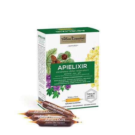 APIELIXIR sanatatea cailor respiratorii Albina Carpatina, 10 fiole x 10 ml, Apicola